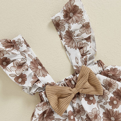 Baby Girls Spring Outfits Short Sleeve Ribbed Romper Suspender Skirt Headband Set Newborn 3 Piece Clothes