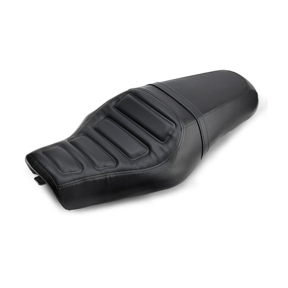 Assento Duplo de Couro Sintético Preto para Moto Harley Sportster XL883 XL1200 48 Almofada de Assento para Piloto e Passageiro Traseiro