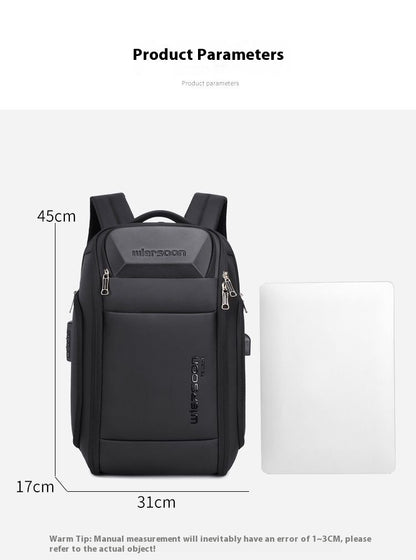 Mochila de negócios masculina 35 L Mochila à prova d'água Grande capacidade Viagem de negócios Multifuncional Senha Antirroubo Bolsa para laptop