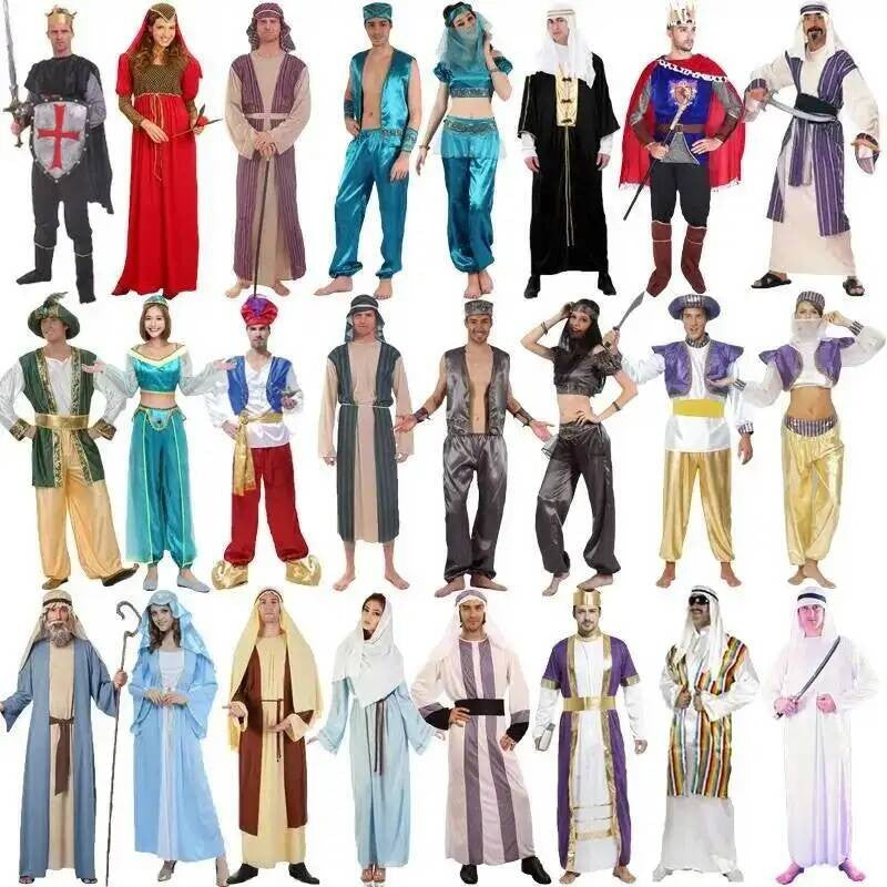 Aladdin  India Middle East  Dubai Robe Shepherd's Costume For Men And Women Halloween Adult's Cosplay Arab Costume