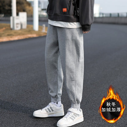 Winter Warm Lambswool Sweatpants Men's Plush Thicken Casual Joggers Trousers Male Fashion Loose Soft Waterproof Cargo Down Pants