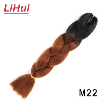 Cabelo Sintético Trança Jumbo 24 Polegadas Ombre Jumbo Extensão de Cabelo para Mulheres Tranças DIY Roxo Rosa Amarelo Cinza Lihu