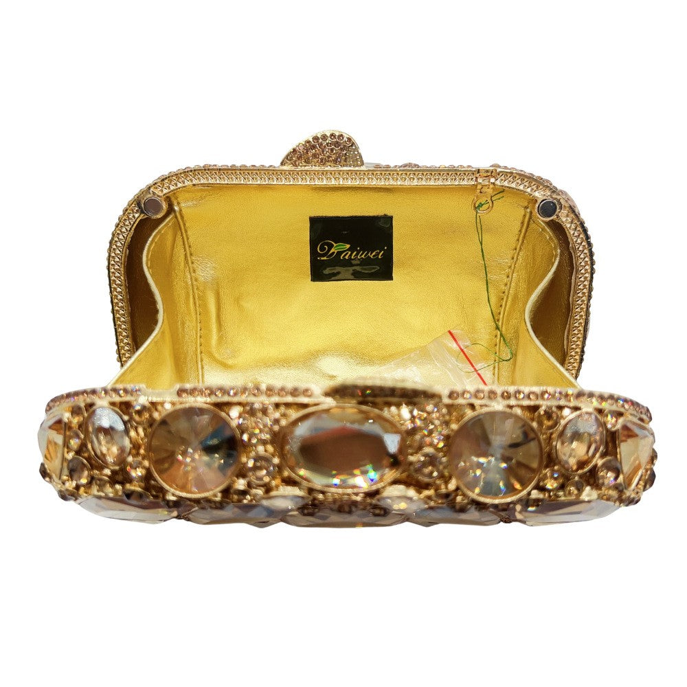 XIYUAN Luxury Women Red Crystal Clutch Purse Bag Evening Bags Wedding Bride Rhinestone Purses For Party Dinner Diamond Handbags