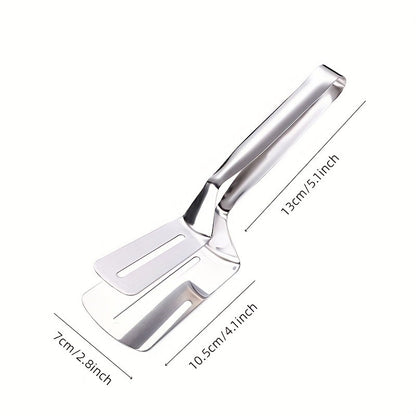 Pinça para Bife de Aço Inoxidável Utensílio de Cozinha para Churrasco Espátula para Virar Comida Pegador de Hambúrgueres Churrasco Pizza Tortas Peixe Pão