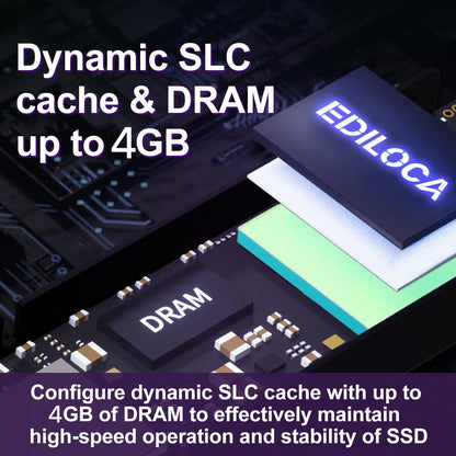 SSD Ediloca EN855 com dissipador de calor 7400MB/s PCIe Gen4.0 NVMe M.2 SSD de jogos Interno para PS5 e PC