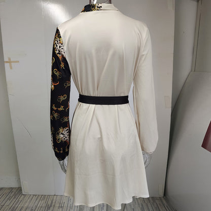 Autumn Winter  Womens Dresses V-neck Wrap Up Dress for Women Woman Clothing Korean Version long sleeve Loose Elegant dress Skirt