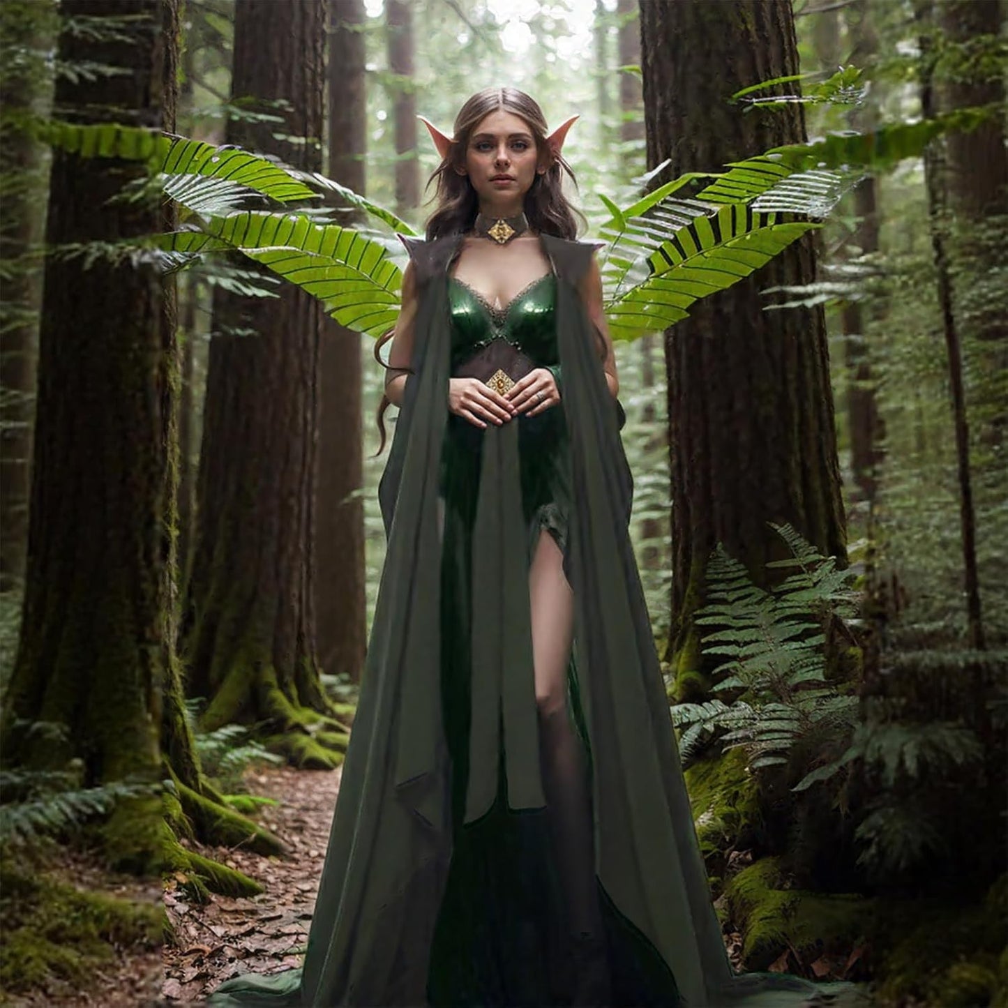 Medieval Elven Cloak for Women Full Length Fairy Cape Off Shoulder Capelet Renaissance Cosplay Costume