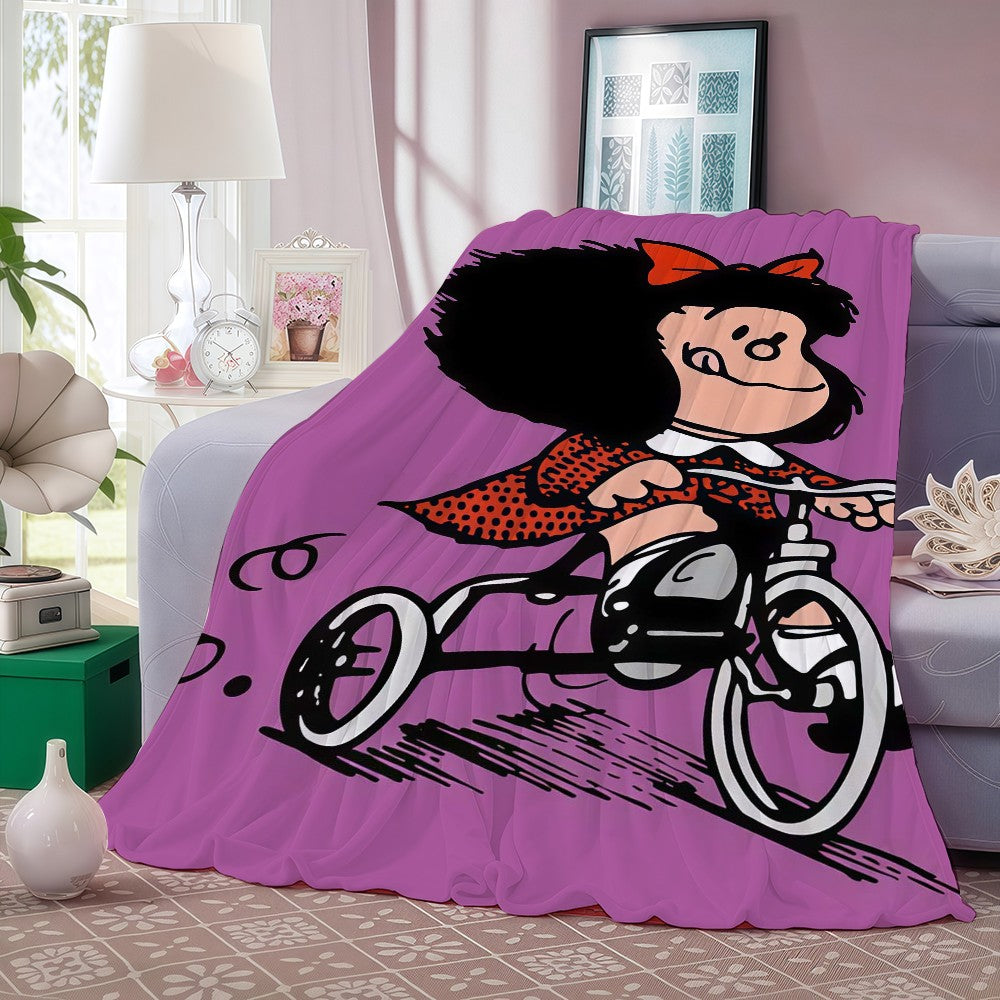 Cartoon cute Mafaldas World Blanket For Sofa Office Bed Plane Travel Sleep Read Relax Camping Soft And Warm