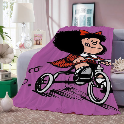 Cartoon cute Mafaldas World Blanket For Sofa Office Bed Plane Travel Sleep Read Relax Camping Soft And Warm