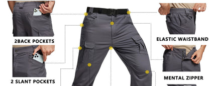 TACVASEN Mens Lightweight Hiking Pants Waterproof Ripstop Lightweight Breathable Stretch Work Tactical Outdoor Trousers 8 Pocket