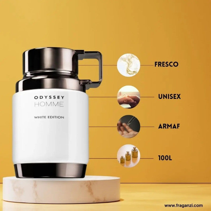 Armaf Odyssey Homme White Edition EDP Spray 100ml Original Arab Perfumes Excellent Lasting Oriental Perfume Cologne for Men Gift