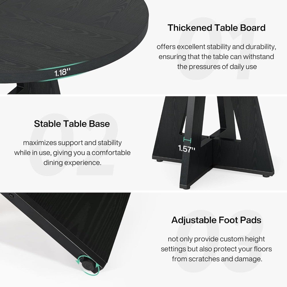 Tribesigns Round Dining Table Wood Kitchen Table for Dining Room, 47 in Dinning Room Tables for 4 Man, Farmhouse Dinner Table wi