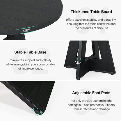 Tribesigns Round Dining Table Wood Kitchen Table for Dining Room, 47 in Dinning Room Tables for 4 Man, Farmhouse Dinner Table wi