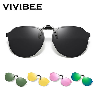 VIVIBEE Flip Up Clip on Sunglasses Polarized Men Driving Women Fishing UV400 Night Vision Sun Glasses Clips Universal Goggles