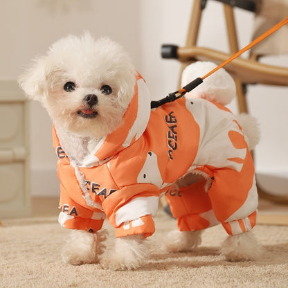 Roupa de algodão para cães de outono e inverno, à prova de respingos, quente, de quatro patas, para filhotes, roupa impermeável para animais de estimação, Teddy Puppy