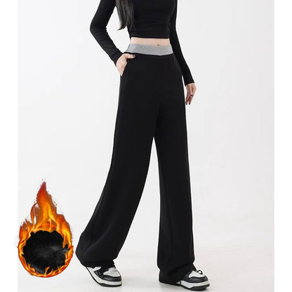 Winter Female Designer Snow Warm Casual Pants Girls Fashion Plush High Waist Trousers Lady Comfortable Fleece Thermal Pants