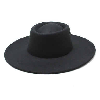 Classic British Style 9.5CM Big Wide Brim Fedora Hat For Women Fashion Autumn Winter Felt Church Hats Wedding Dress Jazz Cap
