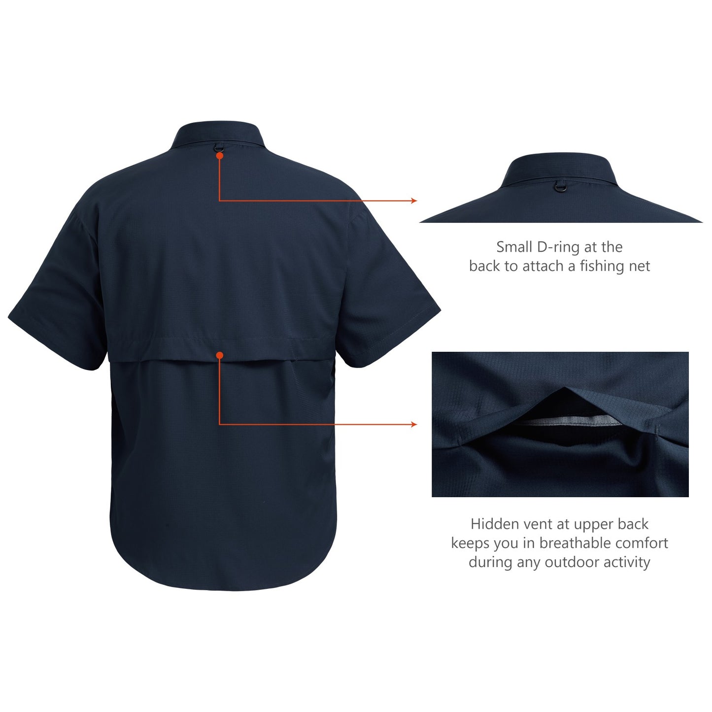 Camisa Social Masculina Pesca Bassdash UPF 50 Botão Manga Curta Tecido Exterior