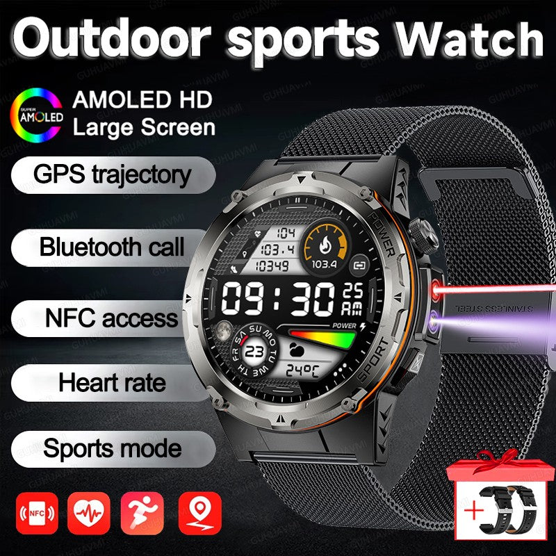 2026 Popular Outdoors GPS Sports Smart Watch Masculino Tela AMOLED Bússola à Prova D'água 500mAh NFC Chamada HD Smart Watch Para Homens T-REX 3