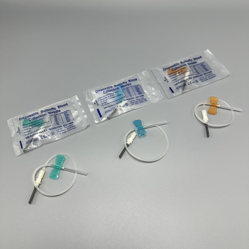 50 unidades/lote Agulha de Coleta de Sangue Borboleta Descartável tipo asa dupla Agulha de Coleta de Sangue Sala de Cuidados para Animais de Estimação Gatos Cães Animais
