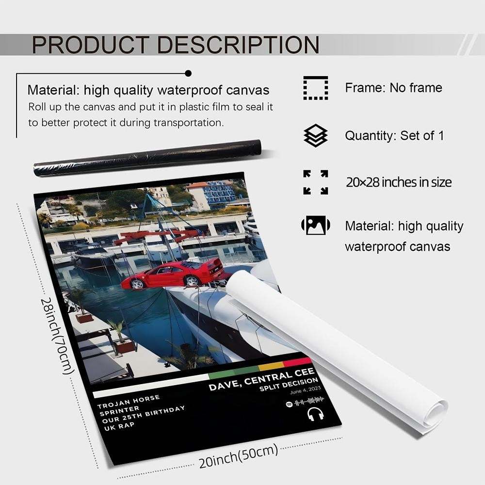 Rap D_Dave Album Painting Calligraphy Linen Canvas Poster Wall Prints for Living Room Bedroom Office Home Decoration