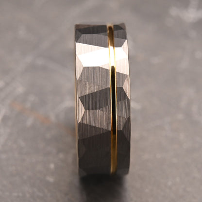 Anel de tungstênio martelado 8MM alianças de casamento masculinas anillos bague homme pareja de compromiso joias de moda anéis de noivado