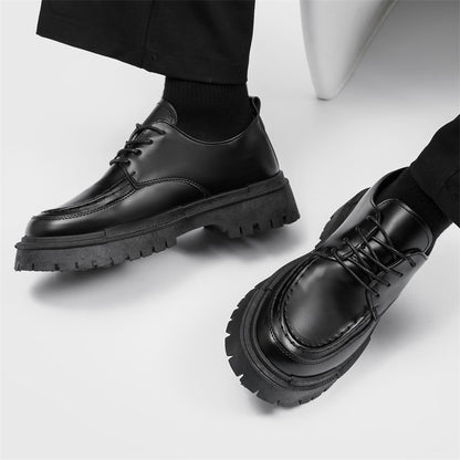 Fashion Thick Sole Leather Shoes Men Casual Shoes Classic Business Men Dress Shoes Breathable Lace-Up Handmade Shoes Moccasins