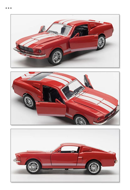 1:32 Alloy Diecast Mustang GT Classic Vintage Car Model Pull Back Car Miniature Vehicle Replica For Collection Gift for Kid