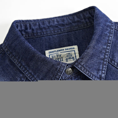 High Quality Men's Denim Shirt Long Sleeve Oversized Pure Cotton Overshirt Solid Casual Shirts Men Clothing  4XL A2F6522