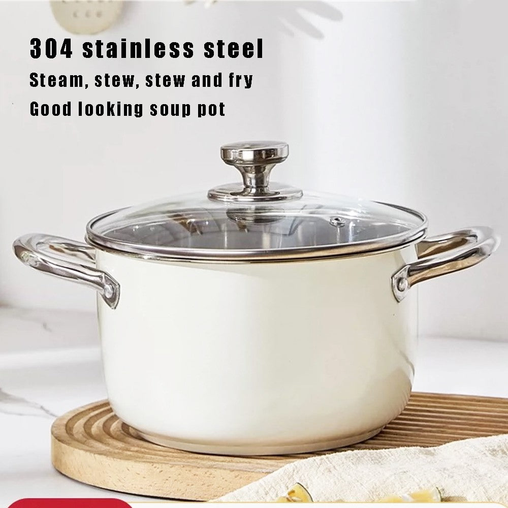 304 Stainless Steel Soup Pot Non-stick Frying Pan with lid Home Hot Pot Induction Cooker Gas Stove wok Food Supplement Milk Pot