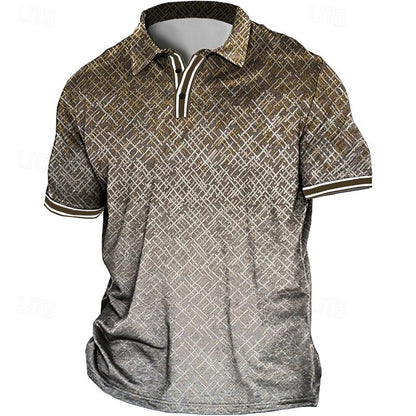 Fashionable men's button up collar shirt casual summer polo shirt short sleeved collar men's street men's golf top