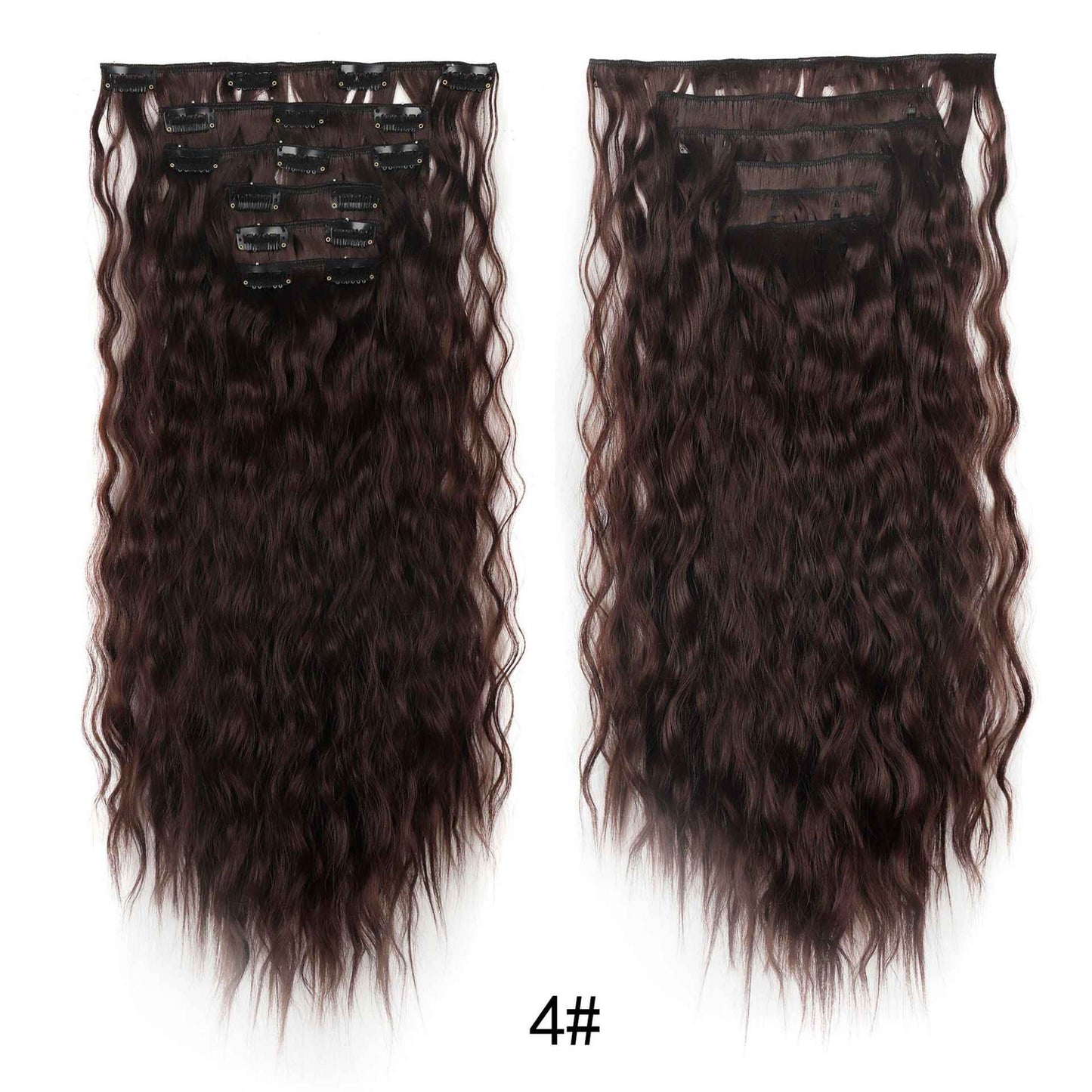Wig clip hair extensions Cabelo comprido liso extensões de fibra química sintética invisível Conjunto de seis peças de 16 grampos de cabelo
