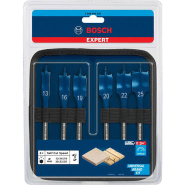 BOSCH 2608900333 Expert Self Cut Speed Flat Spade Thread Drill Bit Set 13-25mm 6pcs 152MM Drill Hole Bits For Woodworking
