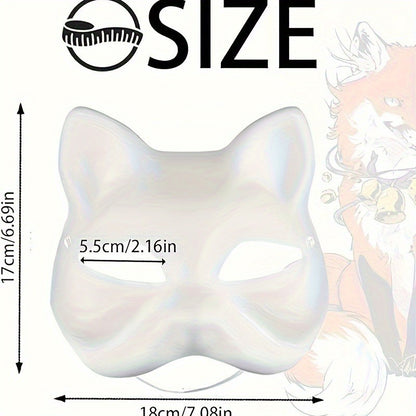 1-10pcs Japanese Mask Paper Blank Mask Halloween Cosplay Cat DIY Paintable Half Face Mask Animal Costume Party Decor Craft Prop