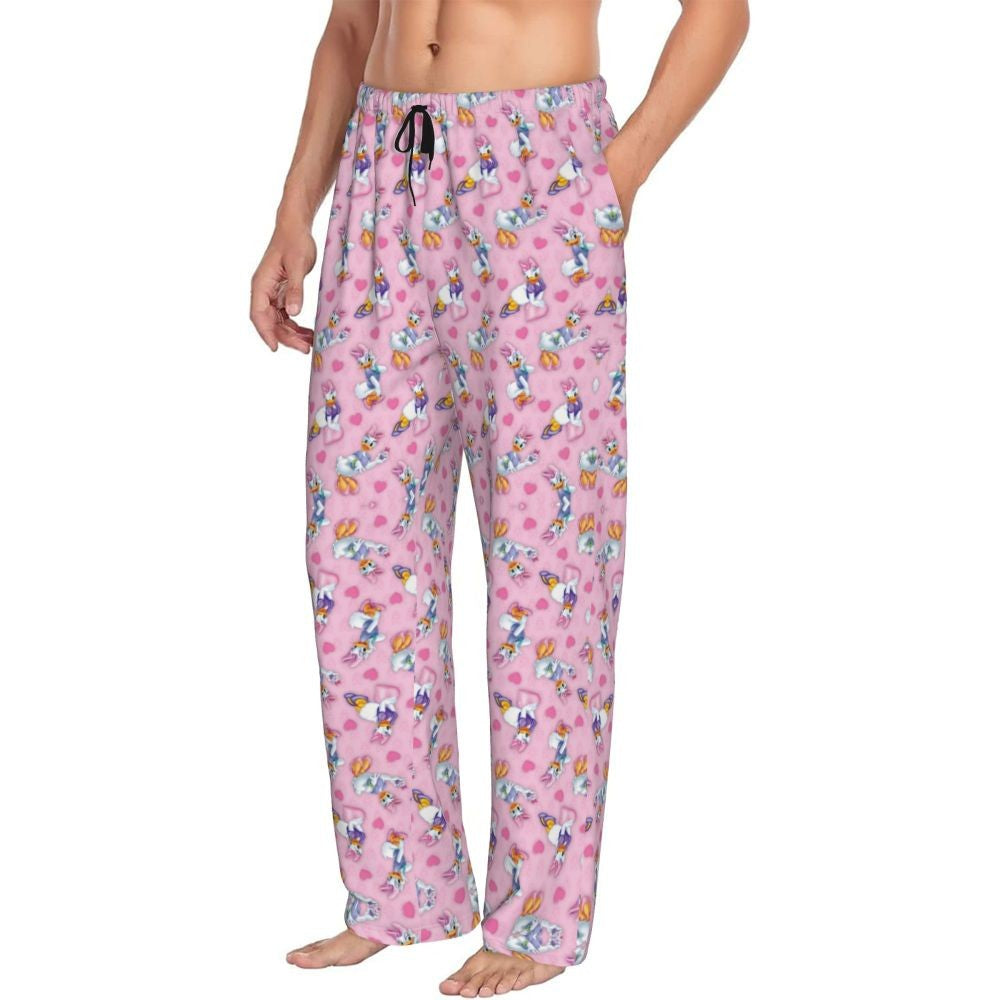 Custom Print Mickey Mouse Donald Duck Pajama Pants Men Sleep Sleepwear Bottoms with Pockets