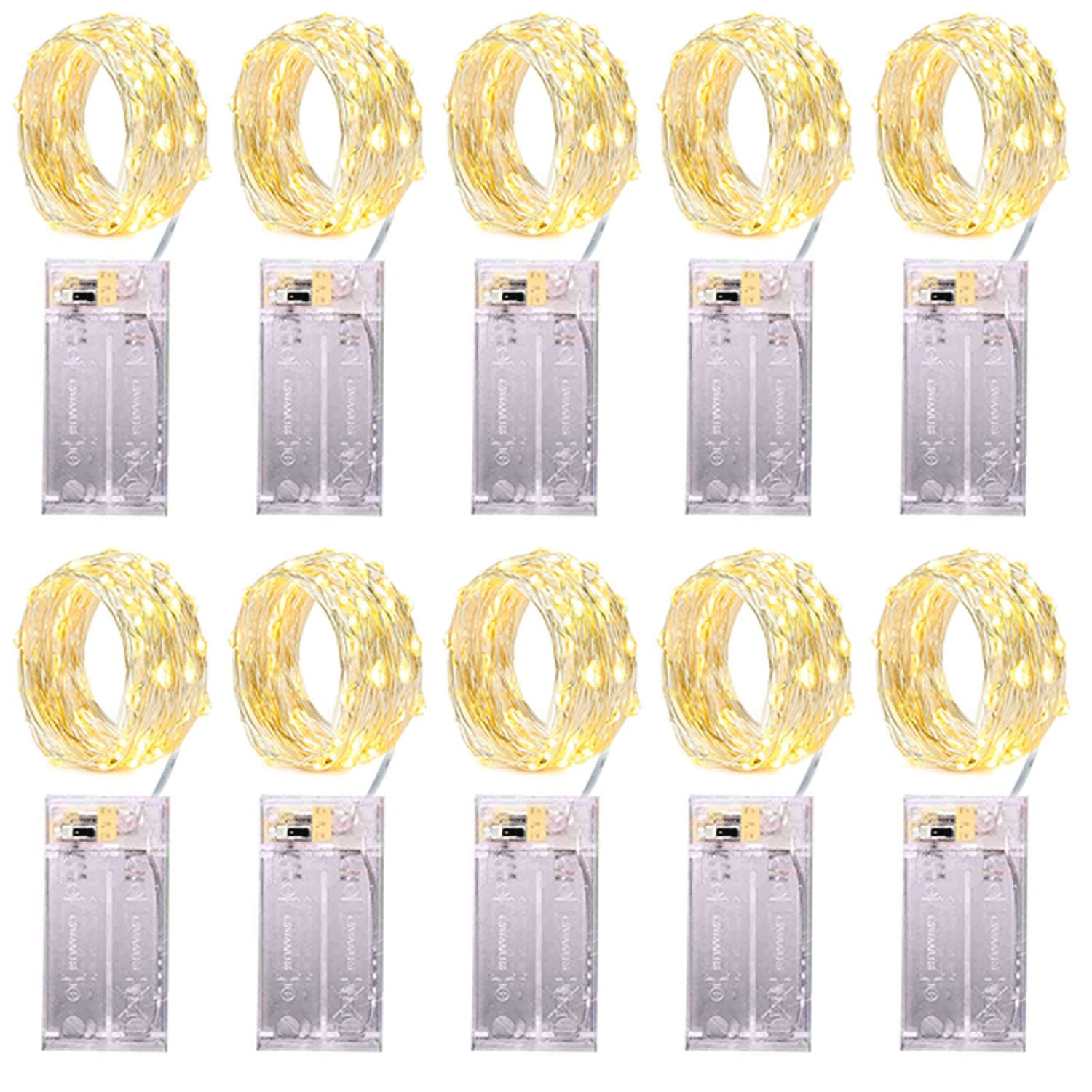 10pcs 2m 3M 5M 50led Copper Wire LED String lights Holiday lighting Fairy Garland For Christmas Tree Wedding Party Decoration