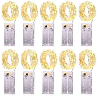 10pcs 2m 3M 5M 50led Copper Wire LED String lights Holiday lighting Fairy Garland For Christmas Tree Wedding Party Decoration