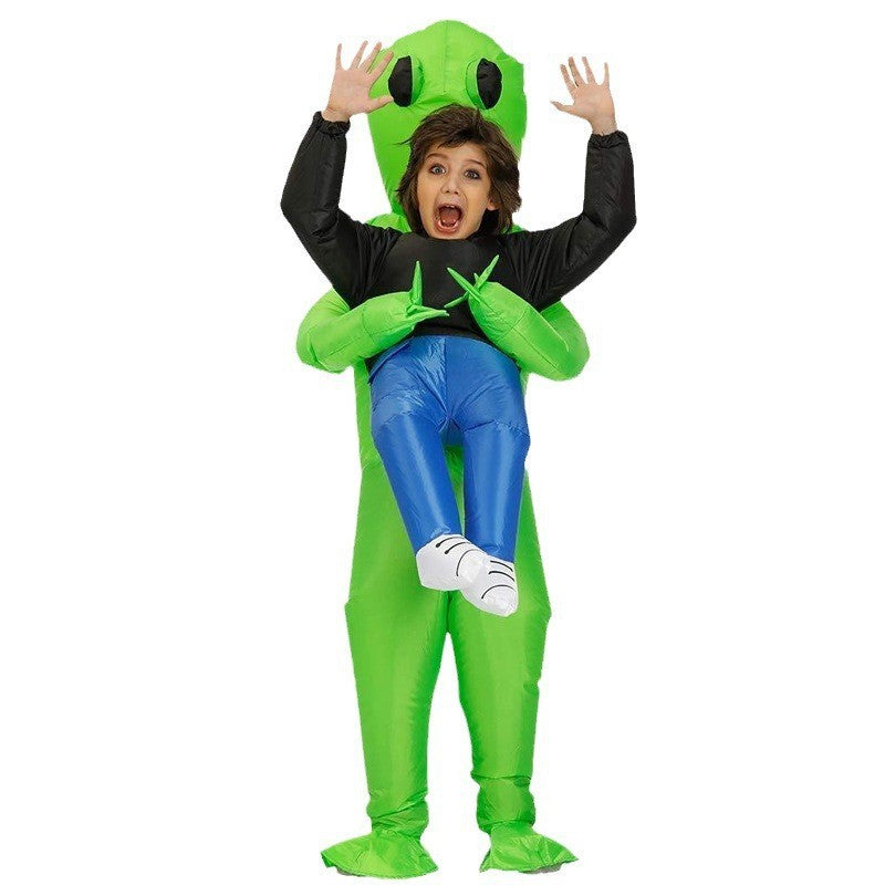Funny Alien Cosplay Costume Inflated Garment Scary Green Alien Costumes for Women Men Boys Girls Halloween Carnival Clothes