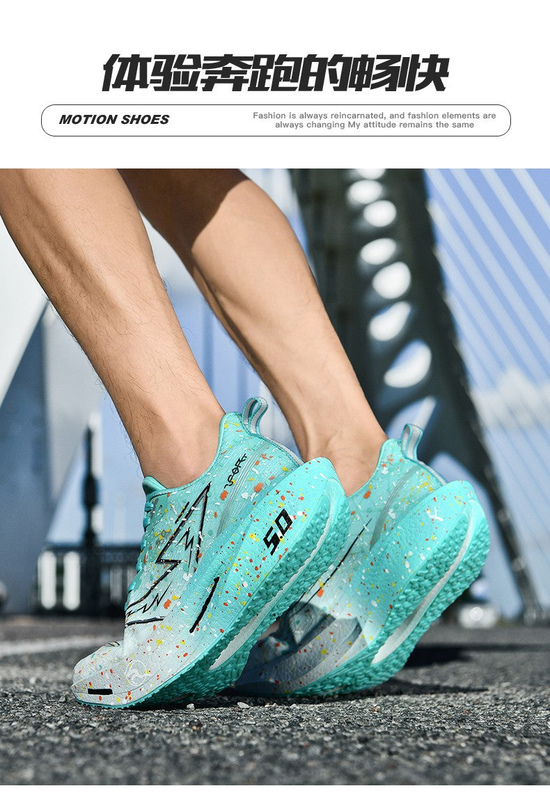 Air Cushion Carbon Plate Running Shoes Jogging Marathon Men Sports Breathable Lightweight Comfortable Nonskid Casual Sneakers