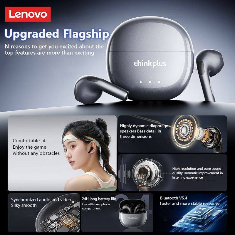 Original Lenovo LP2 Pro TWS Bluetooth Fones de Ouvido Gaming Headset Esporte Música Fone de Ouvido Cancelamento de Ruído Chamada HD Fone Sem Fio