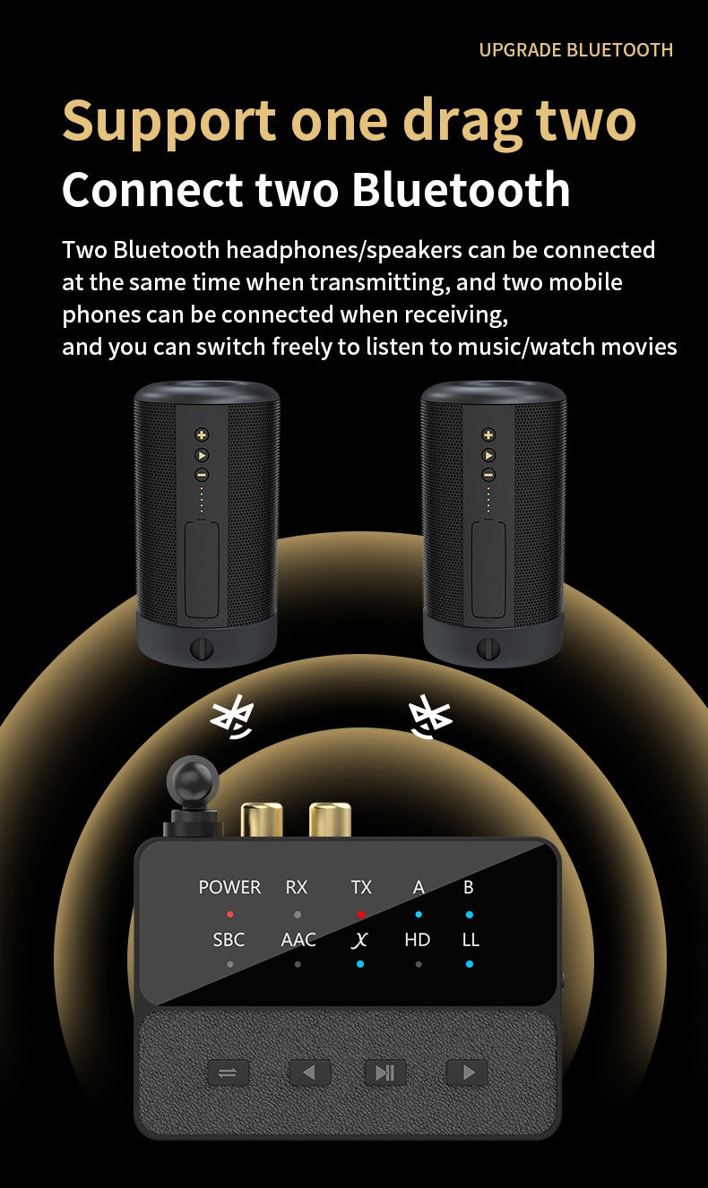 Adaptador de áudio Bluetooth 5.3 AptX/HD/LL Receptor Transmissor RCA AUX Qualcomm QCC3040 Adaptador HIFI Estéreo Sem Fio Som Sem Perdas