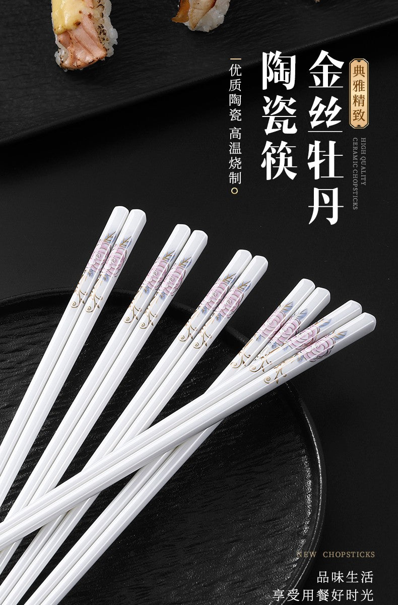 Novo conjunto de hashis de cerâmica à prova de quedas, antiderrapante, de grau alimentício, resistente à umidade, de alta temperatura, talheres chineses, hashis de sushi