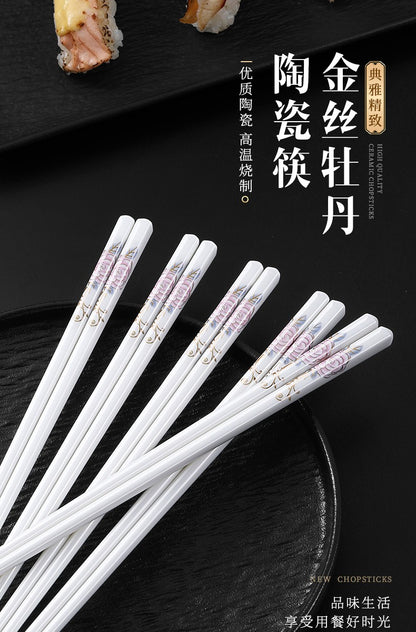 Novo conjunto de hashis de cerâmica à prova de quedas, antiderrapante, de grau alimentício, resistente à umidade, de alta temperatura, talheres chineses, hashis de sushi