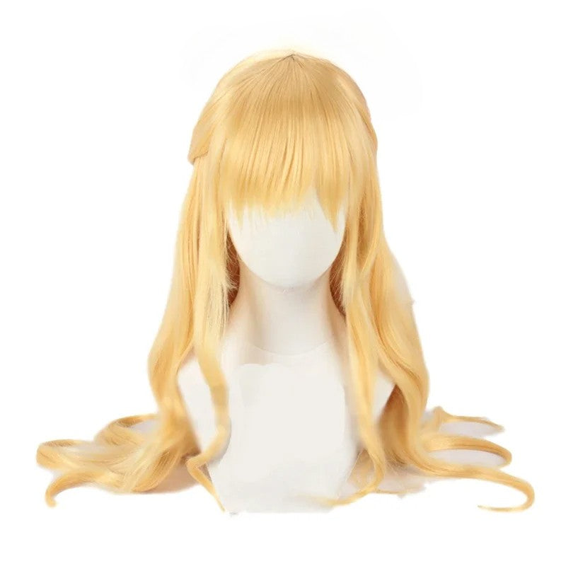 Perucas WHIMSICAL W Anime Sailor Venus Cosplay Sailor Minako Aino Loiras Longas Onduladas Frouxas Resistentes ao Calor Sintéticas