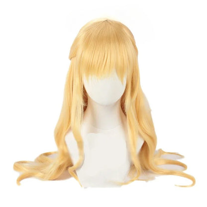 Perucas WHIMSICAL W Anime Sailor Venus Cosplay Sailor Minako Aino Loiras Longas Onduladas Frouxas Resistentes ao Calor Sintéticas