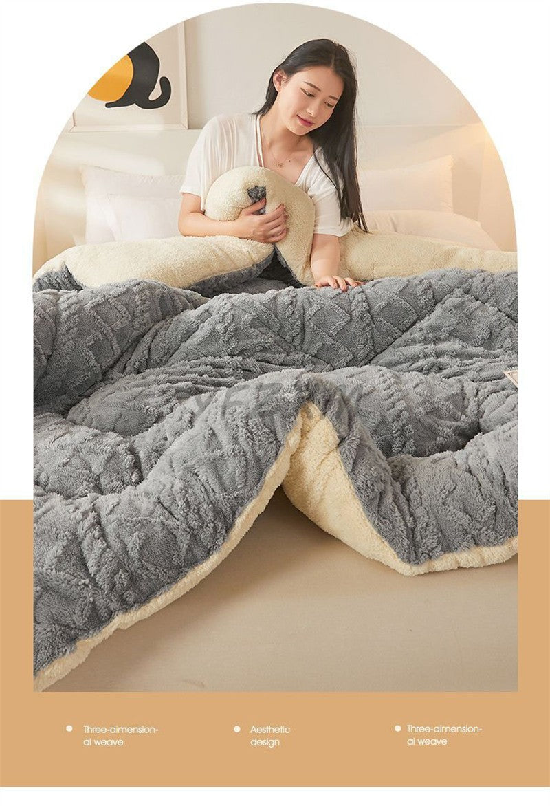 Manta de Cama Grossa de Inverno Quente de Alta Qualidade Cordeiro Artificial Caxemira Cobertores Pesados Edredom de Inverno Mais Grosso e Quente