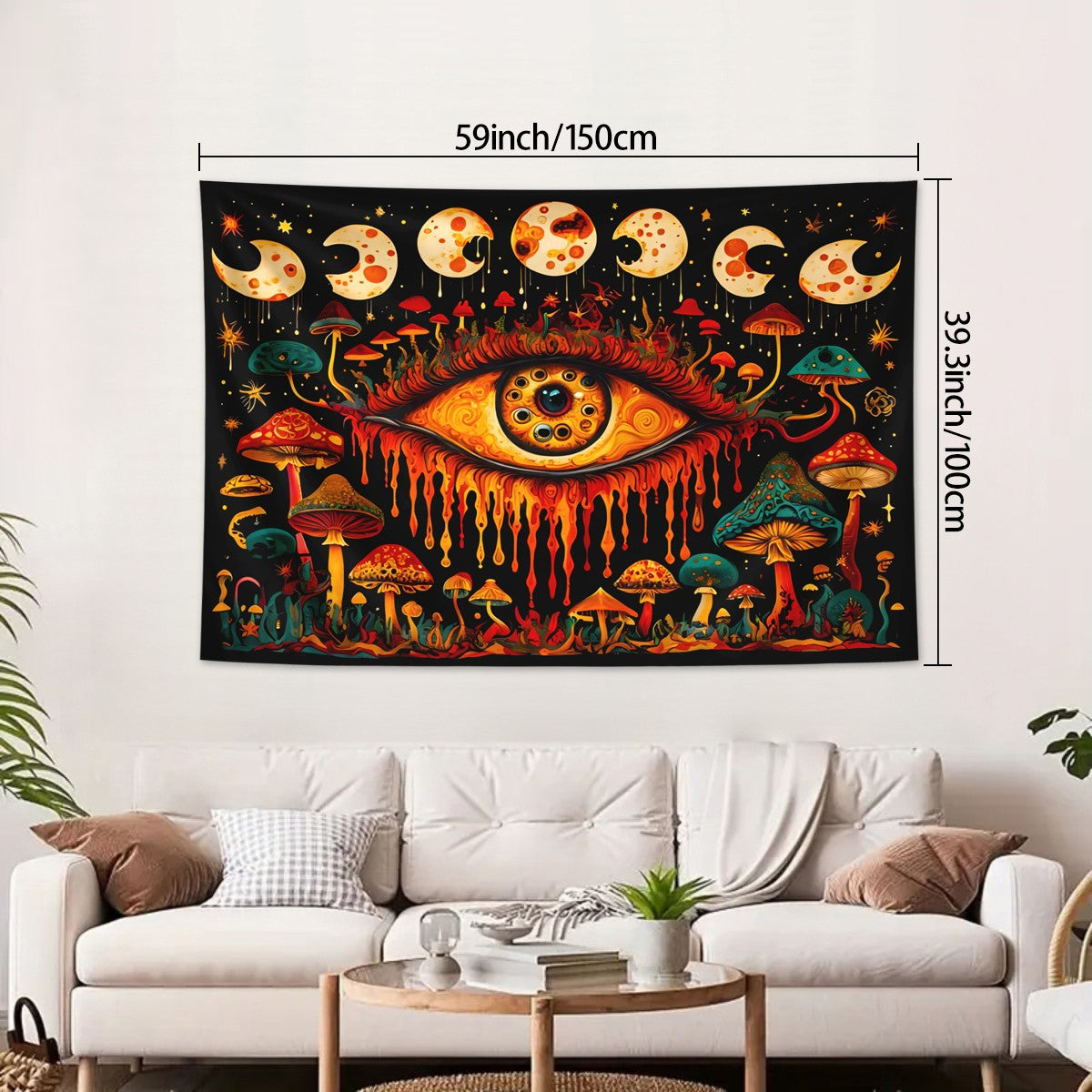 1pc Bohemian Mandala Tapestry, Retro Plant Flower psychedelic Tapestry, Hippie Style Room Decoration Wall Hanging