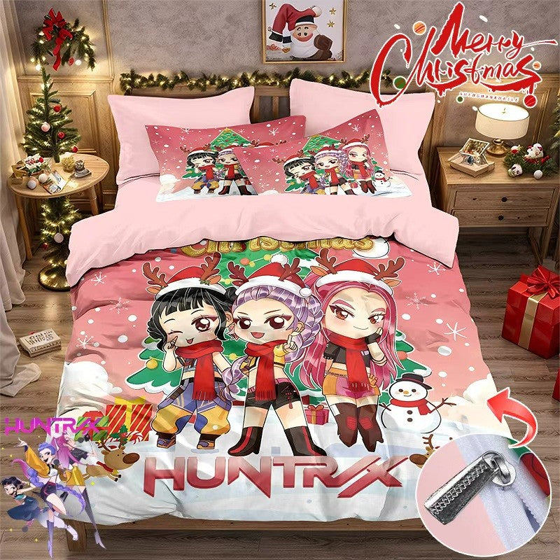 Kpop Demon Hunters Huntrix Bedding Set - Single to King Size, Anime Print Duvet Cover Sets for Adult Bedrooms