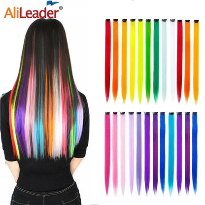 Alileader Aplique de Cabelo Extensão com Clip 57 Cores Ombre Liso Extensão de Cabelo com Clip em Apliques Peças de Cabelo de Fibra de Alta Temperatura