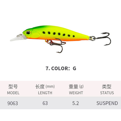 Isca de Pesca Suspend UV Minnow 5g 63mm Rozante 63SP Jerkbait Isca para Truta Baixo Água Salgada Twitch Jerk Retrieve Isca Artificial Rígida
